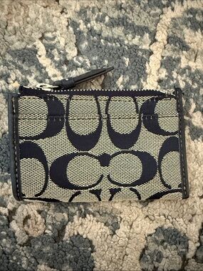 Coach Navy & Cream Signature Card Wallet